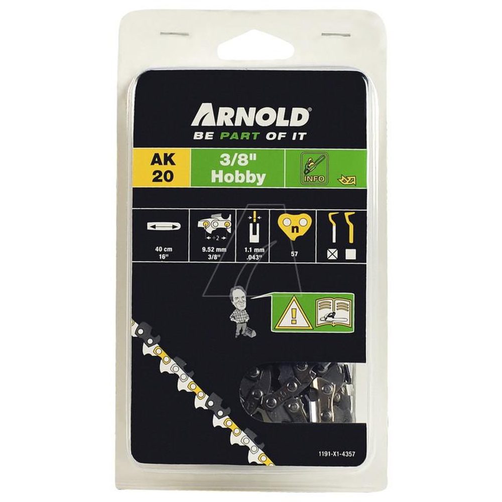ARNOLD Chaîne de tronçonneuse 3/8 , 1,1 mm - 57 maillons entraîneurs - gouges demi-rondes