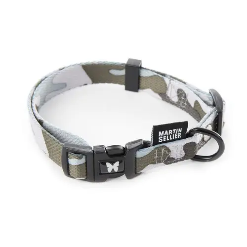 Maison & jardin：Collier réglable camouflage gris 30/35x1,5 cm