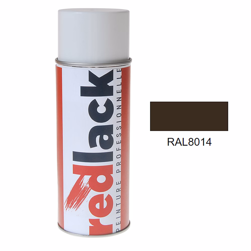 Bombe de peinture Aérosol – spray | 400ml | RAL 8014 Brun sépia | Brillant | multisupport | Redlack | RAL8014