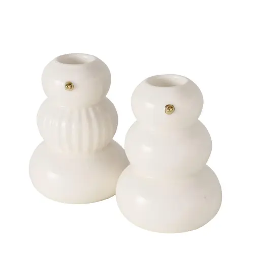 Pour vos moments en extérieur:Bougeoir en céramique blanche Islo - Ø 7 x H 9,5 cm