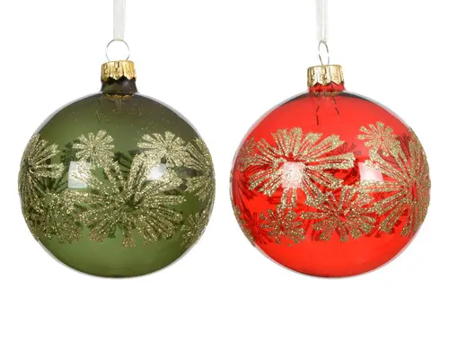 Tendance au jardin:Boule en verre brillant transparente avec décor fleurs or - Ø 8 cm