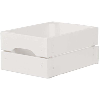 Caisse de rangement en pin petit modèle 31 x 23 x 15 cm (Blanc)