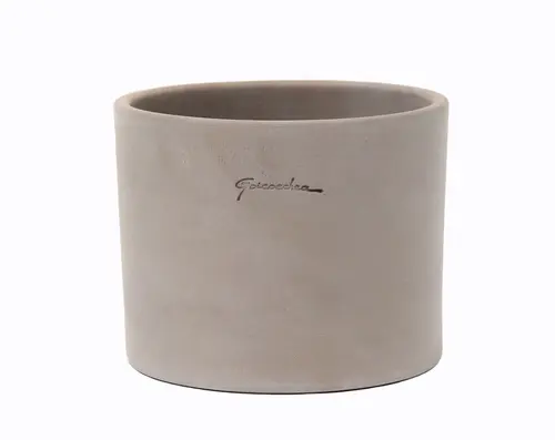 Qualité au jardin：Pot cylindrique coloris gris en terre cuite - Ø 23 x 18 cm
