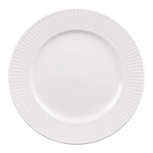 Jardin sélection:Assiette plate en porcelaine blanche et contour strié Lina - Ø 27 cm