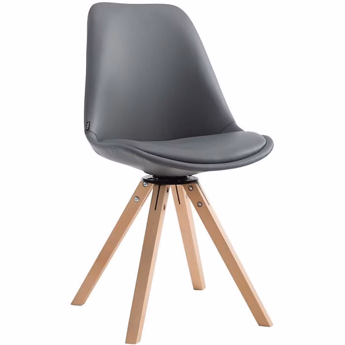 Chaise pivotante pieds carrés Gris | Nature – CLP – Calais – Similicuir – Contemporain – Design
