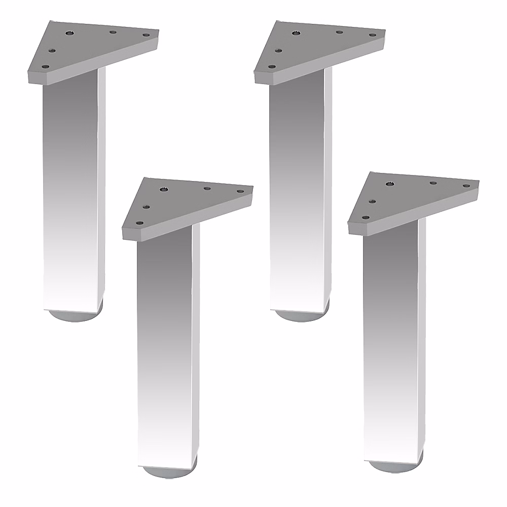4 un. Pied de table carré en aluminium 40 × 40mm hauteur 400mm aluminium brillant avec régulateur de nivellement