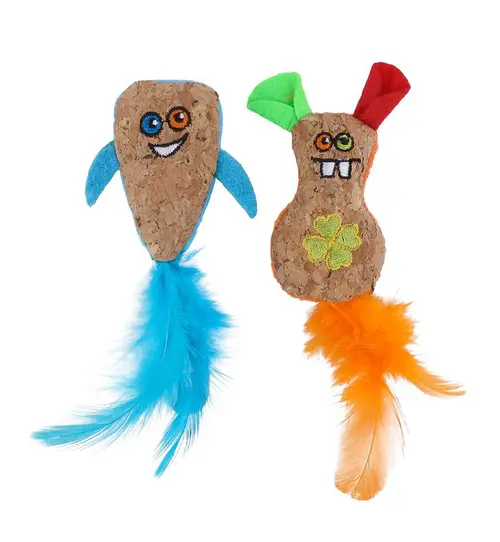 Esprit végétal：Jouet pour chat coloris multicolore Wouapy Stranger Le Duo - 8 x 7,5 x 2 cm