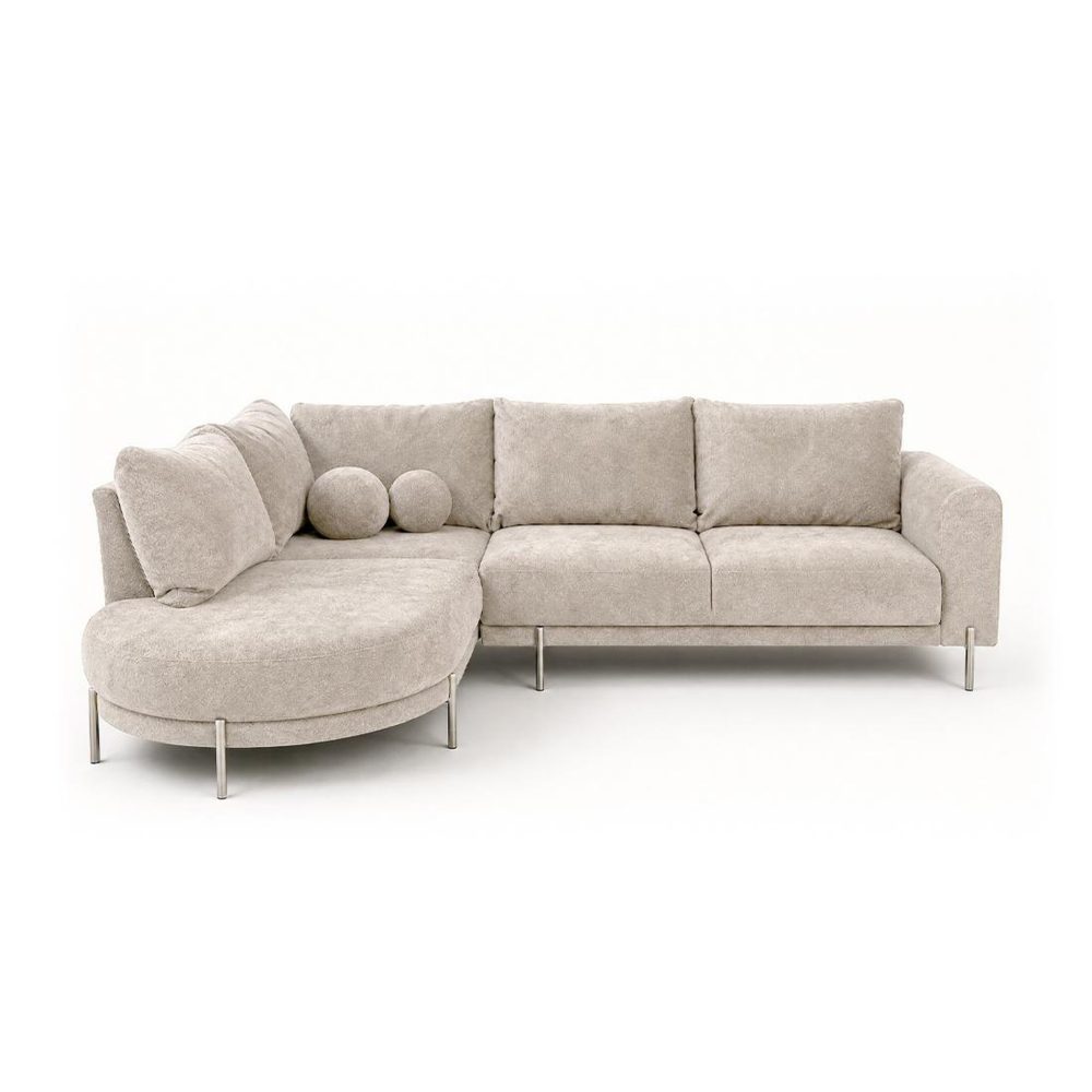 BEST MOBILIER Gabin - canapé d'angle gauche 5 places en velours texturé