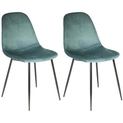 Chaise en velours côtelé Giulia (Lot de 2) (Bleu canard)