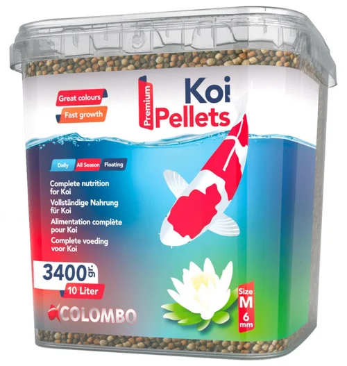 Jardin inspiration：Granulés medium pour kois, 6 mm, COLOMBO BASSIN Kois Pellets - 3.4 kg/10L