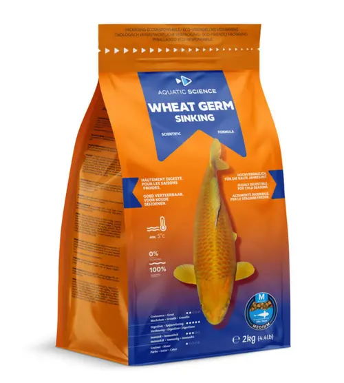 Univers extérieur：Nourriture complète pour koïs de minimum 15 cm de long Aquatic Science Wheat Germ Sinking - Taille M sac de 2 kg
