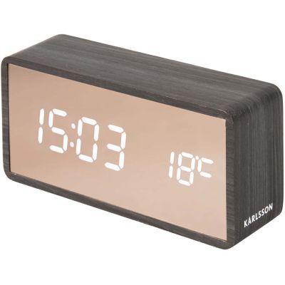 Réveil led en ABS effet bois Copper (Noir)