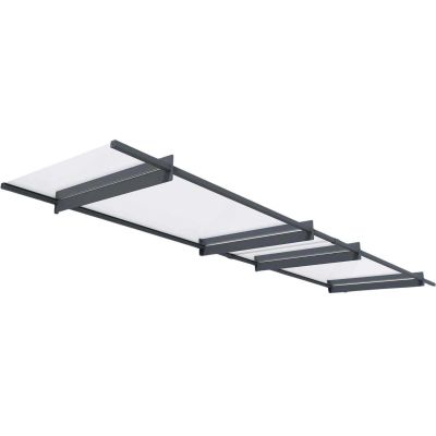 Marquise de porte en aluminium gris et polycarbonate transparent Nancy (411 x 94 cm)