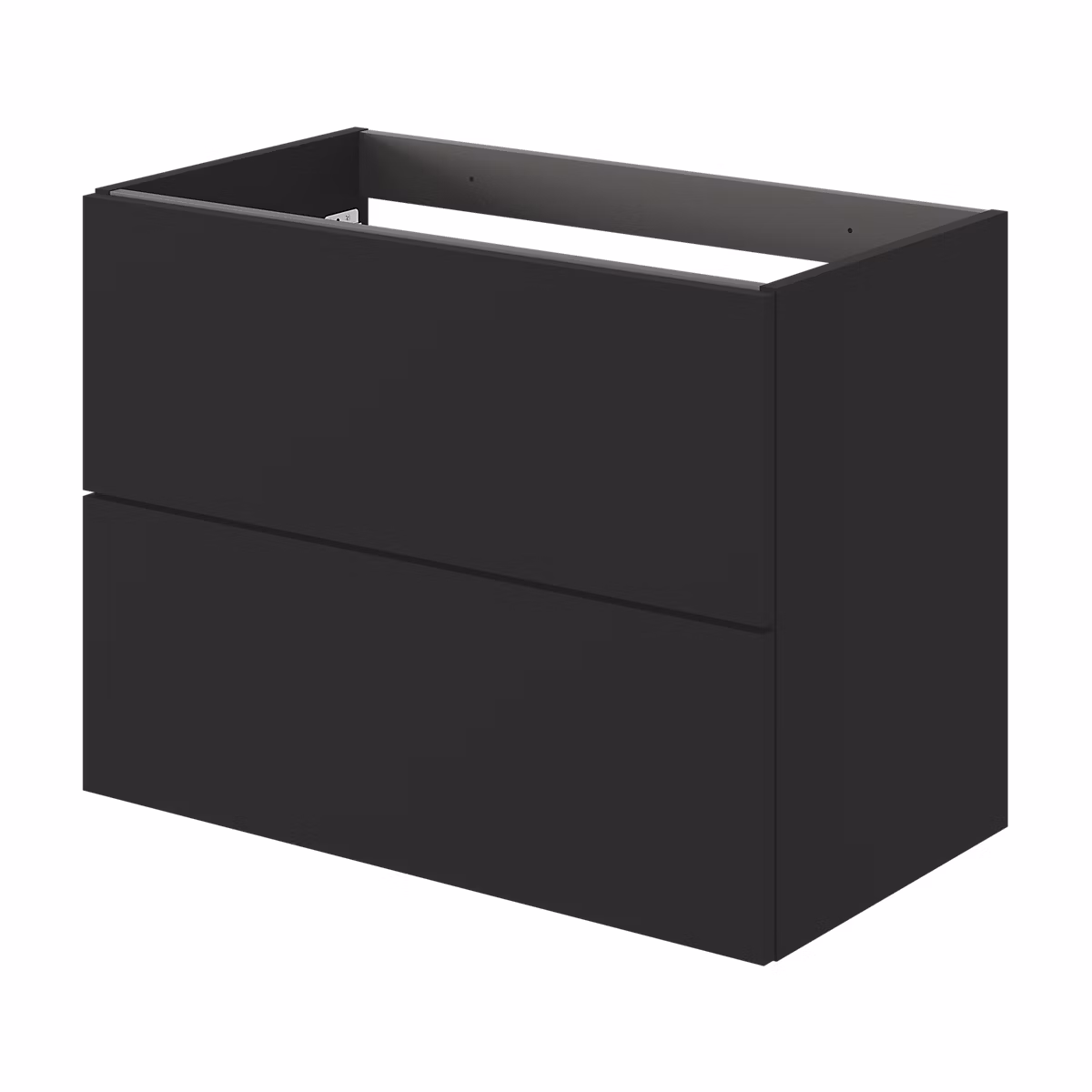Meuble sous vasque l.80 x H.60 x P.45 cm – noir mat | 2 tiroirs sans poignées | Kentia
