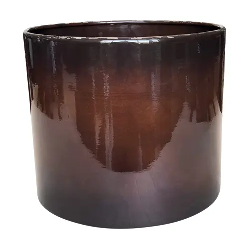 Nature facile:Pot cylindrique en métal recyclé coloris brun flambé Upcycle Cylindre - Ø 31 x H 27 cm