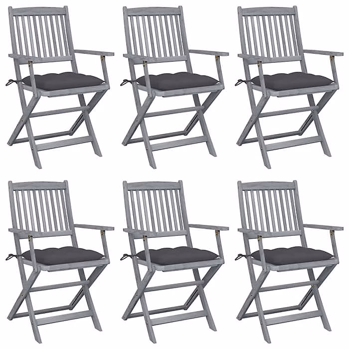 Chaises pliables d'extérieur – VIDAXL, Bois d'acacia, Gris, 6 personnes