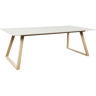 Table de repas 200 x 90 cm en pierre frittée Estelle (Beige)