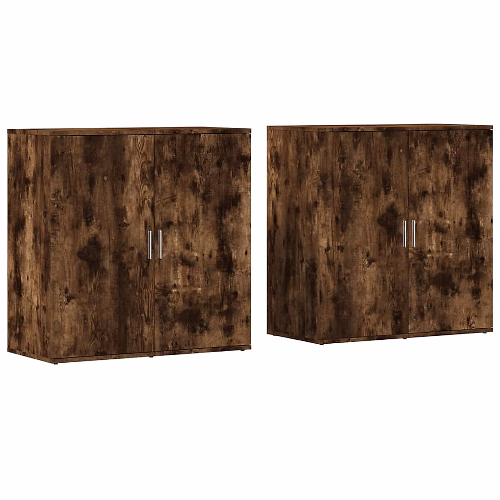 Buffets 2 pcs chêne fumé 79 × 38 × 80 cm bois d'ingénierie vidaXL