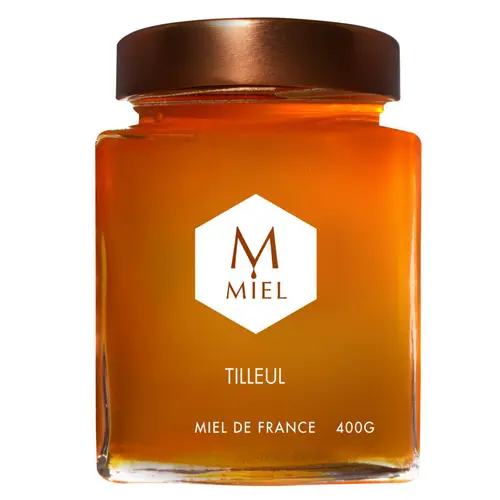 Choix jardin：Miel de tilleul dans un pot en verre Hexagone - 250 g