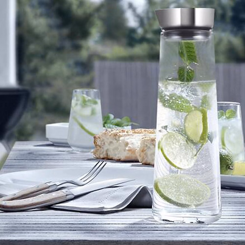Carafe en verre 1L/1 – 5L avec couvercle inox filtrant
