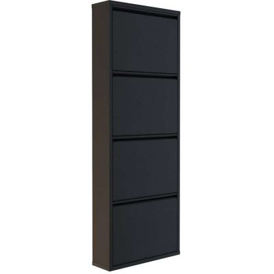 Meuble à chaussures 4 portes en métal (Noir)
