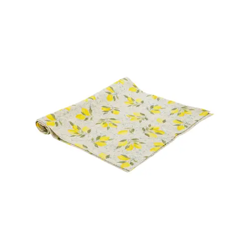 Pour mieux organiser vos extérieurs:Chemin de table en coton bleu denim avec décor citrons jaunes Amalfi - 50 x 150 cm