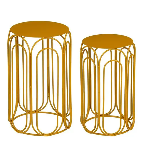Bien au jardin：Sellette en fer jaune grand modèle - Ø 28 x H 49 cm