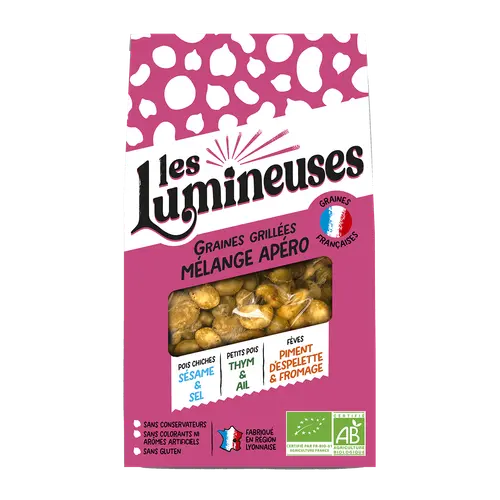 Pour organiser le jardin：Mélange apéro de graines bio grillées Les Lumineuses - 90 g