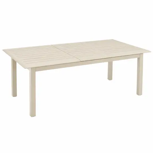 Confort pour le jardin：Table en aluminium crème Caméline II - 200/280 x 98 cm