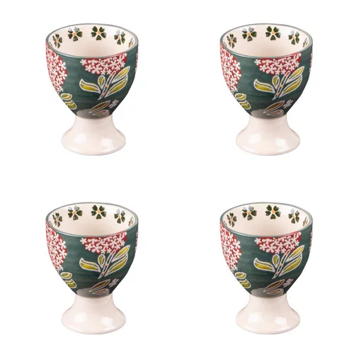 Pour mieux vivre dehors：Coffret de 4 coquetiers Cottage coloris multicolore en grès