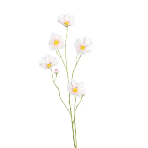 Facile dehors：Tige de cosmos blanc rose à 5 fleurs 2 boutons - 91 cm