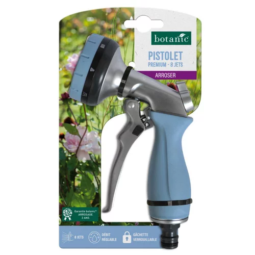 Jardin actuel:Pistolet premium botanic® - 8 jets avec débit réglable et gâchette verrouillable