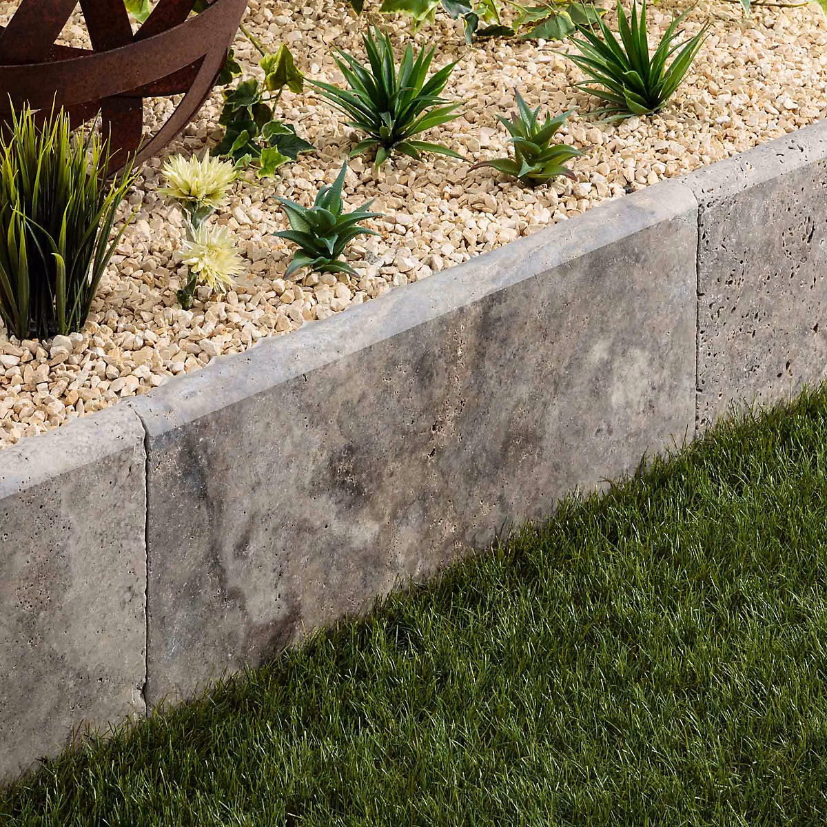 Bordure de jardin Travertin Gris Silver 61 × 33 × 5 cm (à l'unité) – RO'MA NATURE