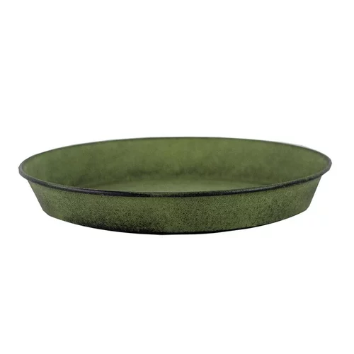 Pensé pour le jardin：Soucoupe pot Reb en acier vert mat Ø 24 x H 3 cm