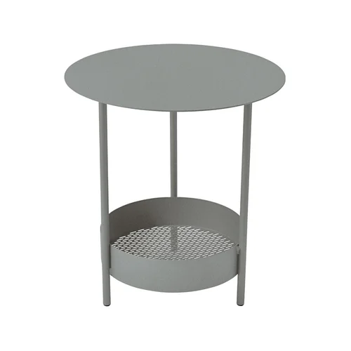 Ambiance jardin：Guéridon Salsa coloris gris orage en acier Fermob - Ø 50 cm x 50 cm