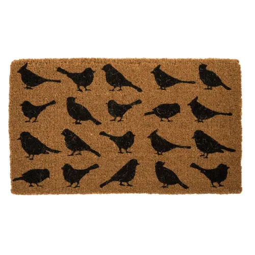 Nature au jardin：Paillasson oiseaux en ligne coloris noir en coton - 40 x 72 cm