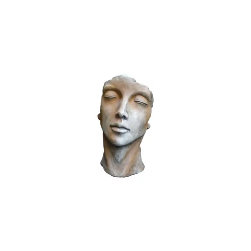 Idéal au jardin：Statue de visage de femme effet demi-rouille coloris gris 53 cm