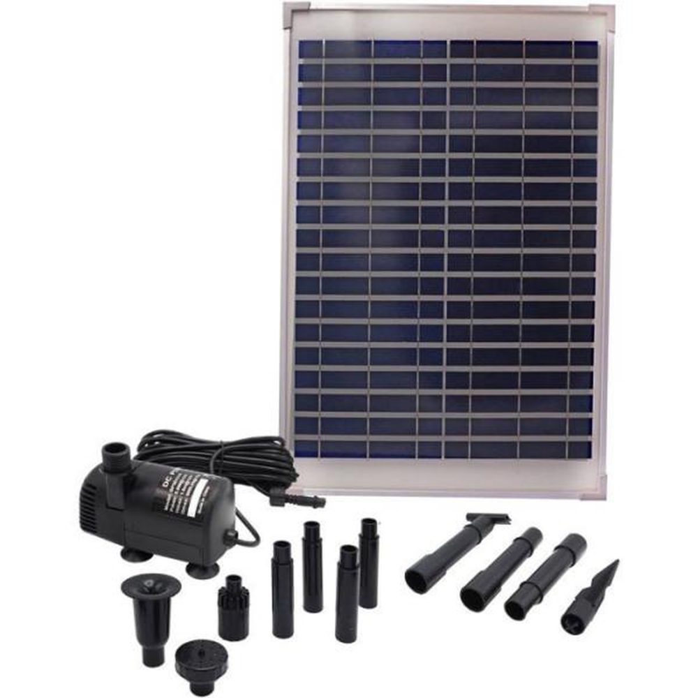 Ubbink Pompe fontaine - UBBINK - SolarMax 1000 - Débit 1350 l/h - Panneau solaire 18V 580mA - Jets volcan & cloche