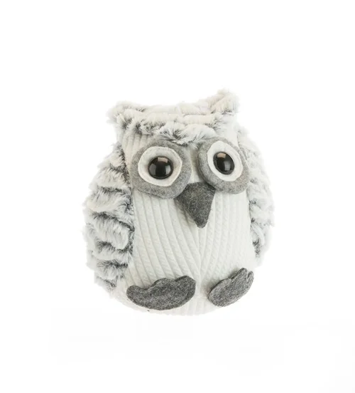 Pour mieux équiper votre jardin：Hibou debout en peluche de couleur naturelle - 13 x 13 x 11 cm