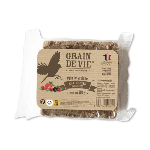 Simple au jardin：Pain de graisse aux fruits rouges pour oiseaux Grain de vie – 290 g