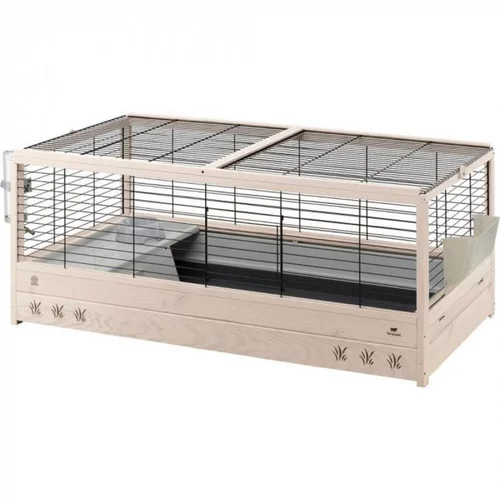 Jardin maison:Cage pour lapin en bois coloris blanc Arena 120 - 125 x 64,5 x 51 cm