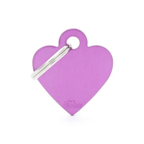 Conçu pour vos extérieurs：Médaille en aluminium violet MyFamily Basic petit cœur