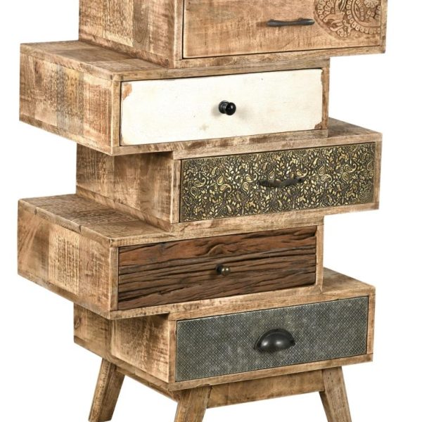 Commode 90cm en manguier et métal Zouma