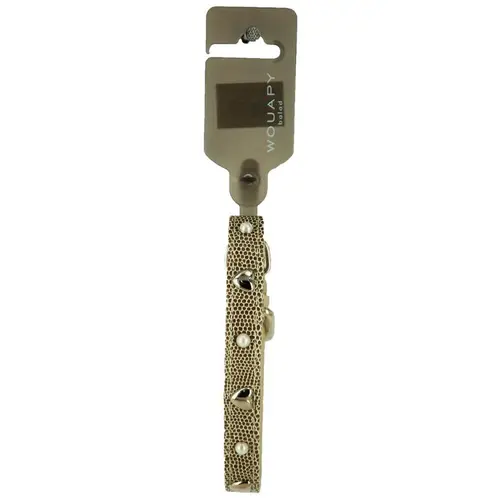 Idée utile：Collier pour chat en simili cuir python coloris beige original avec motifs Wouapy - Taille unique