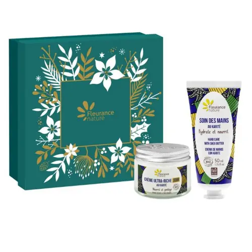 Pour mieux profiter du jardin:Coffret soin bio au karité pour visage et mains Fleurance - 100 ml