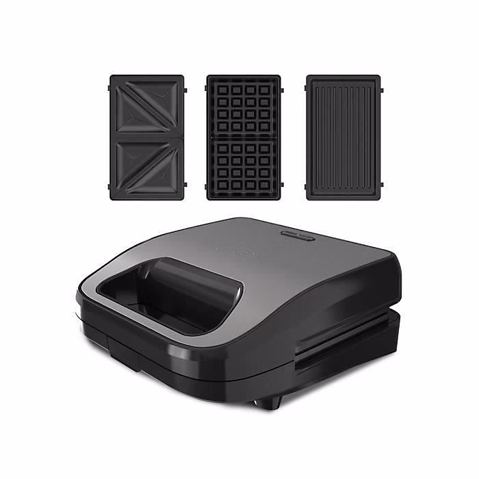 BLACK & DECKER – Appareil multifonctions croque / gaufre / gril | 750W | gris/noir | BXSA754E