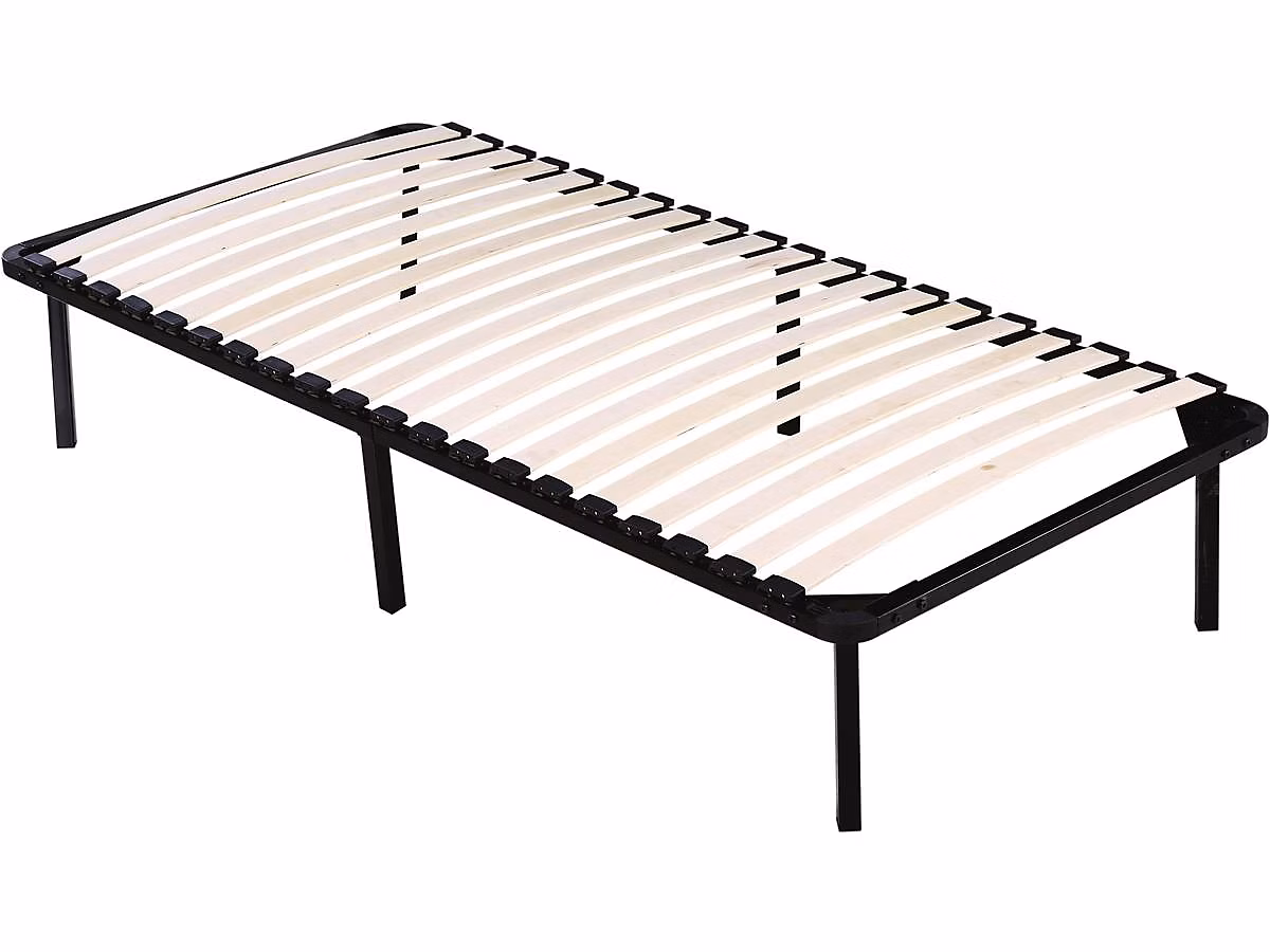 Cadre à lattes + pieds pour matelas de 90 × 190 cm – 20 lattes