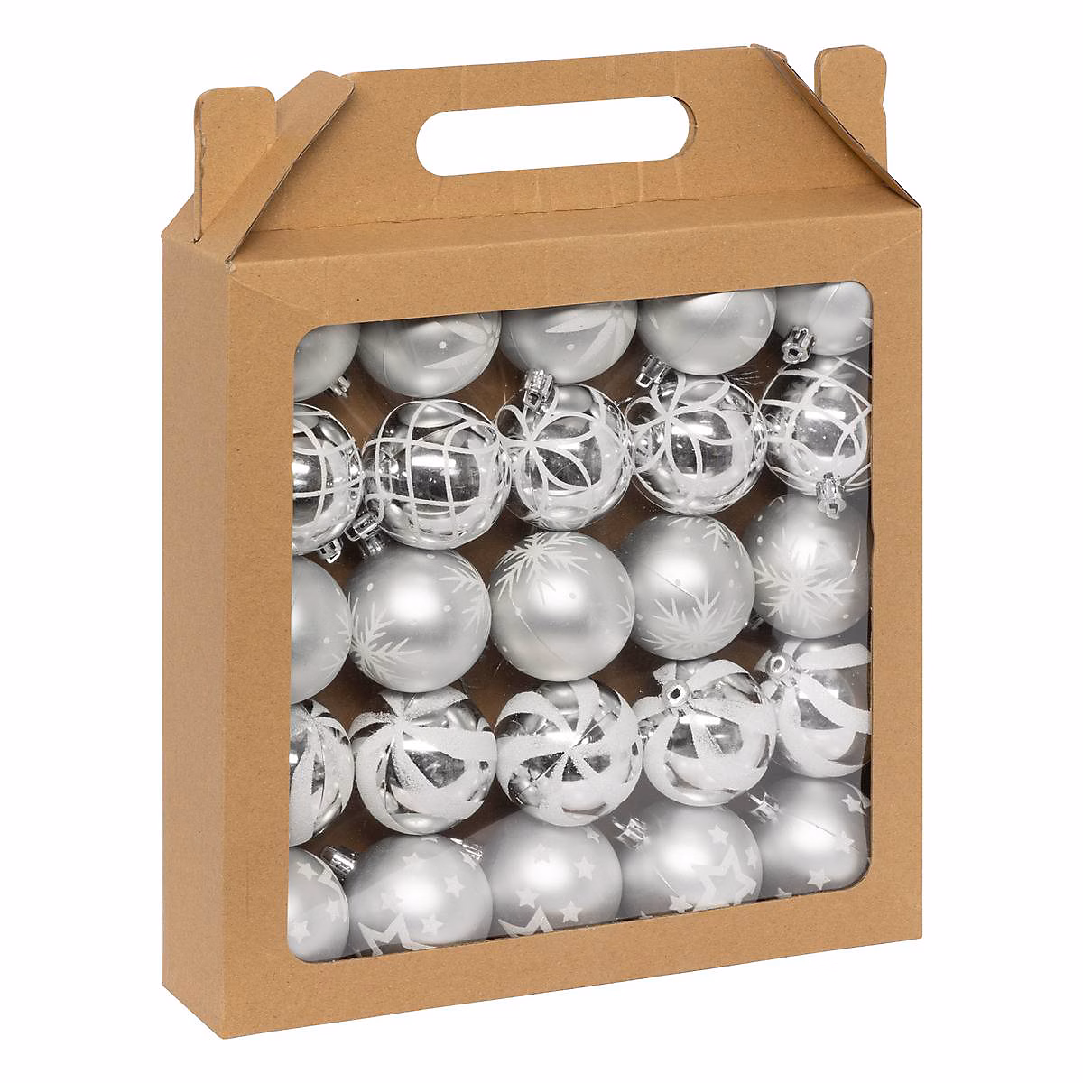 Boules de Noël Colorama de Noël en plastique D6cm argent blanc | Atmosphera – lot de 25