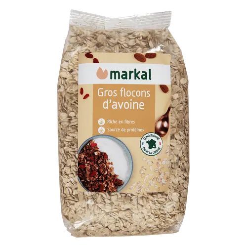 Adapté à l’extérieur：Flocon d'avoine gros bio Markal - 500 g