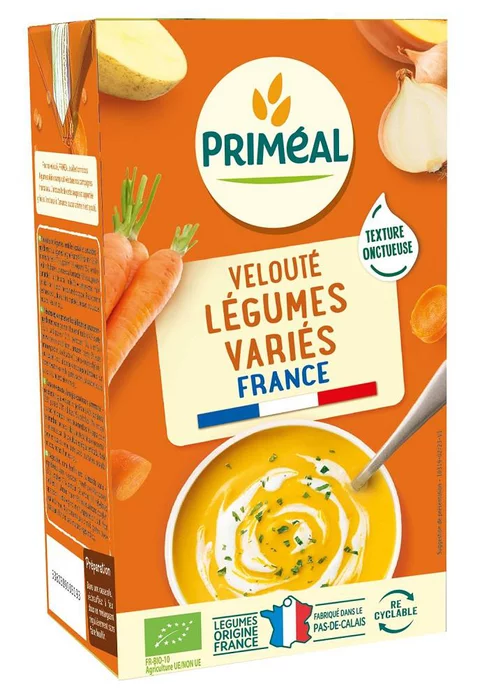 Pour un extérieur plus agréable:Velouté onctueux bio légumes Primeal - 1 L